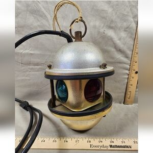 Vintage 60s Swiss Golden Beacon Disco Multi Color Hanging Revolving Light Works